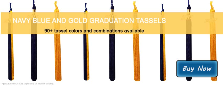 Graduation Tassels in Navy Blue and Gold