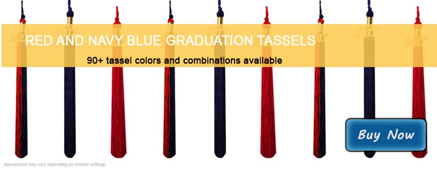 Graduation Tassels in Red and Navy Blue