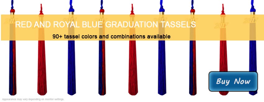 Graduation Tassels in Red and Royal Blue