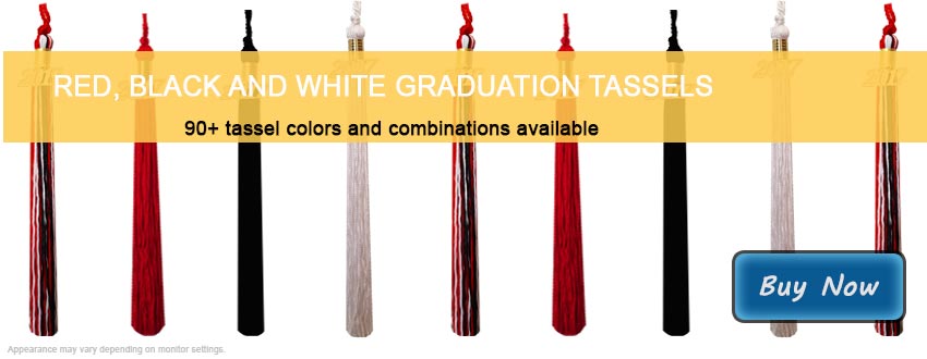 Graduation Tassels in Red, Black and White