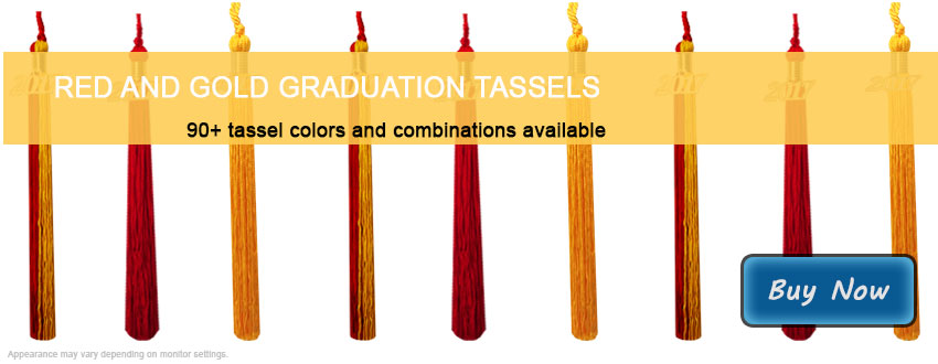 Graduation Tassels in Red and Gold