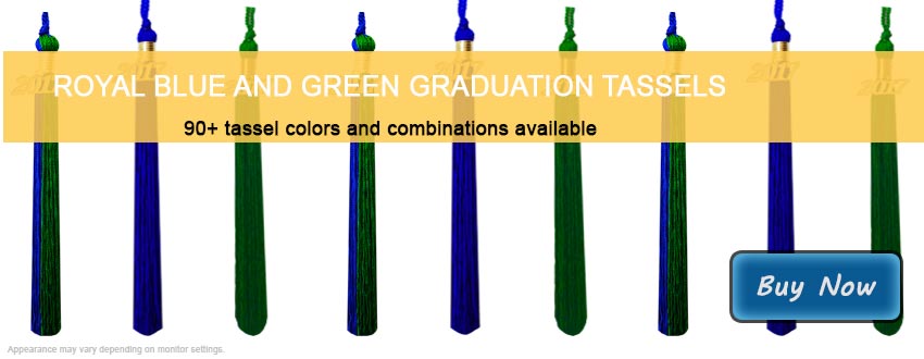 Graduation Tassels in Royal Blue and Green