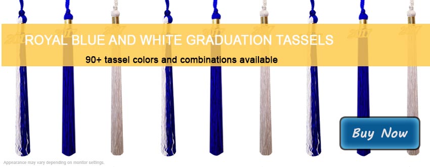 Graduation Tassels in Royal Blue and White