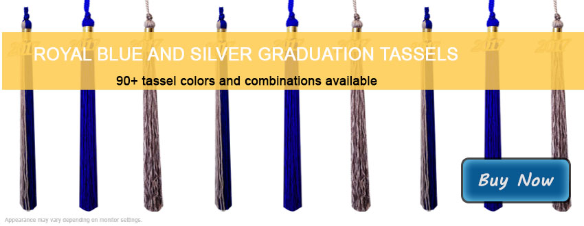 Graduation Tassels in Royal Blue and Silver