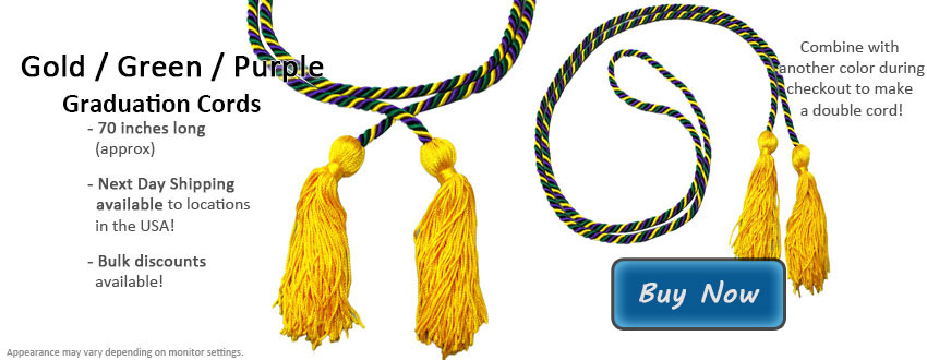 Gold, Purple and White Three Color Honor Cord - Graduation Honor