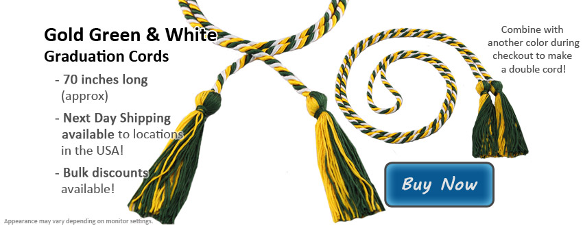 Green, Gold, and White Graduation Cord Picture