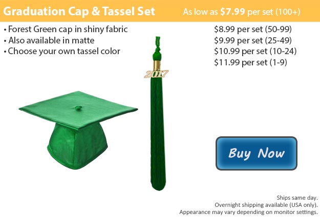 Shiny Emerald Green Graduation Cap & Tassel Picture