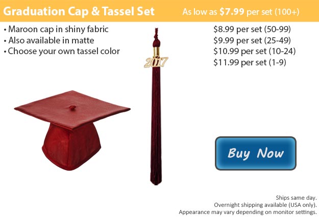 Shiny Maroon Graduation Cap & Tassel Picture