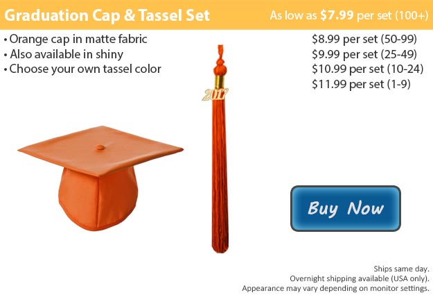 Matte Orange Graduation Cap & Tassel Picture