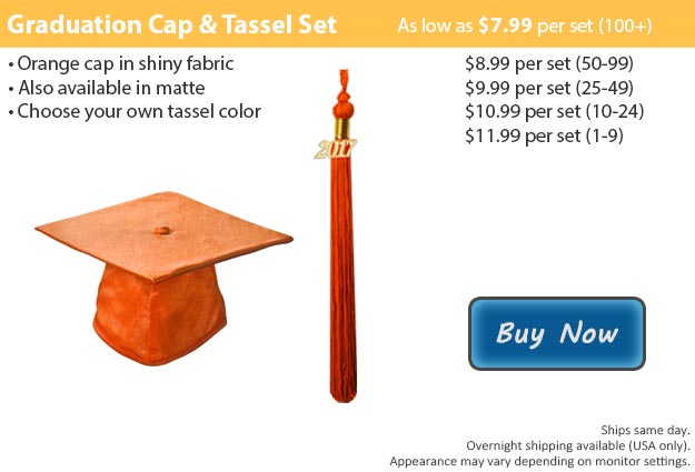 Shiny Orange Graduation Cap & Tassel Picture