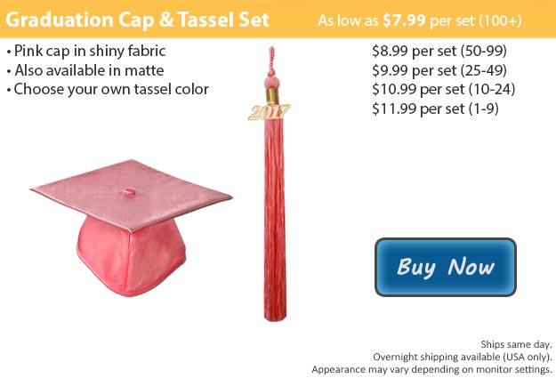 Shiny Pink Graduation Cap & Tassel Picture