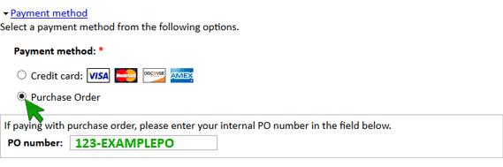 Placing a PO - Change to PO payment method.