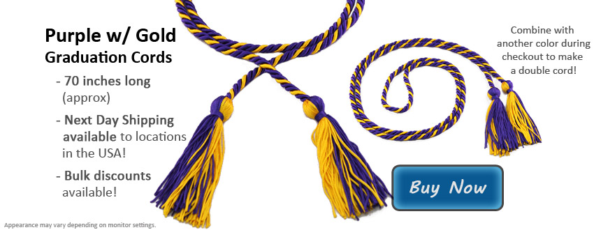 Purple with Gold Graduation Cord