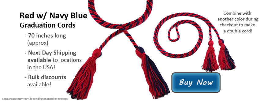 Red with Navy Blue Graduation Cord Picture