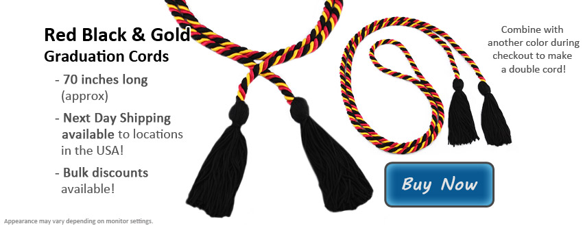 Red, Black, and Gold Graduation Cord Picture