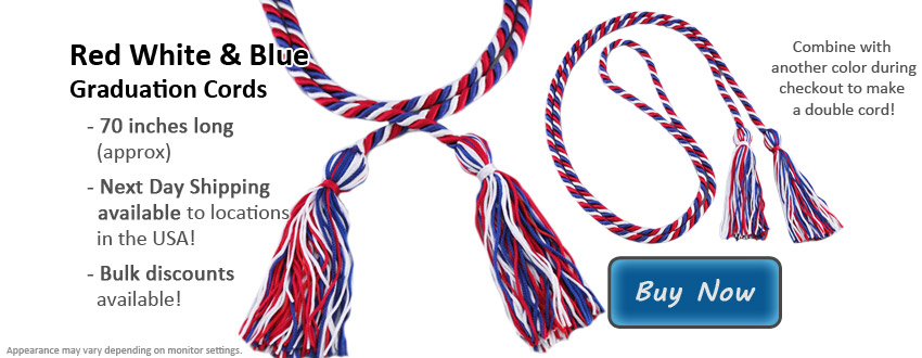 Red/White/Royal Blue Intertwined Honor Cords