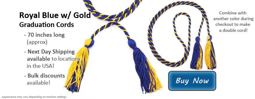 Royal Blue and Gold Graduation Cords