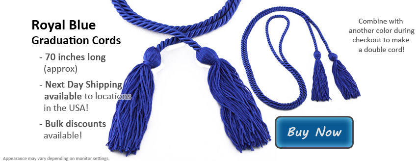 Royal Blue and Gold Graduation Honor Cords