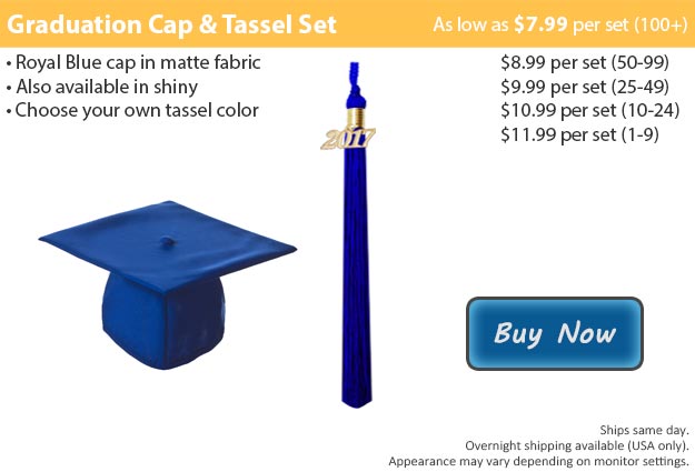 Matte Royal Blue Graduation Cap & Tassel Picture