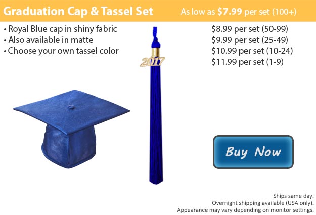 Shiny Royal Blue Graduation Cap & Tassel Picture