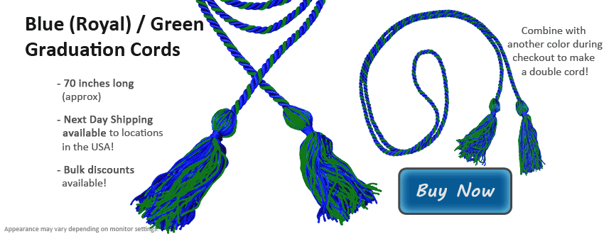 Royal Blue And Green Graduation Cord Picture