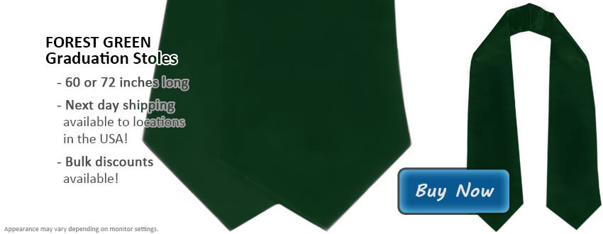 Forest Green Graduation Stole Picture