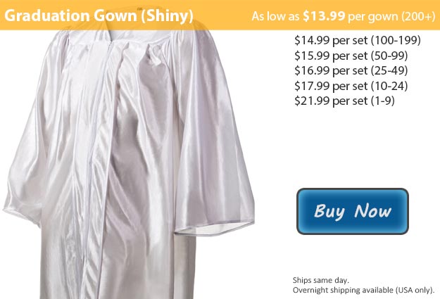 Shiny White Graduation Gown Picture